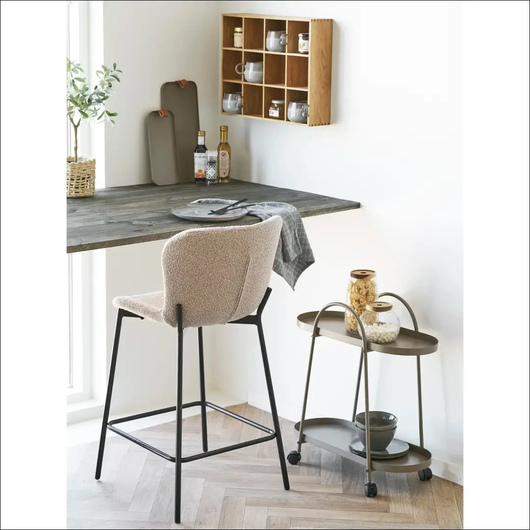 Stalviršis bouclé smėlio spalvos juodos kojos RD097 - €111 Save 15% 100-200, __label:Pristatymas 5-14 d.d., Bar &