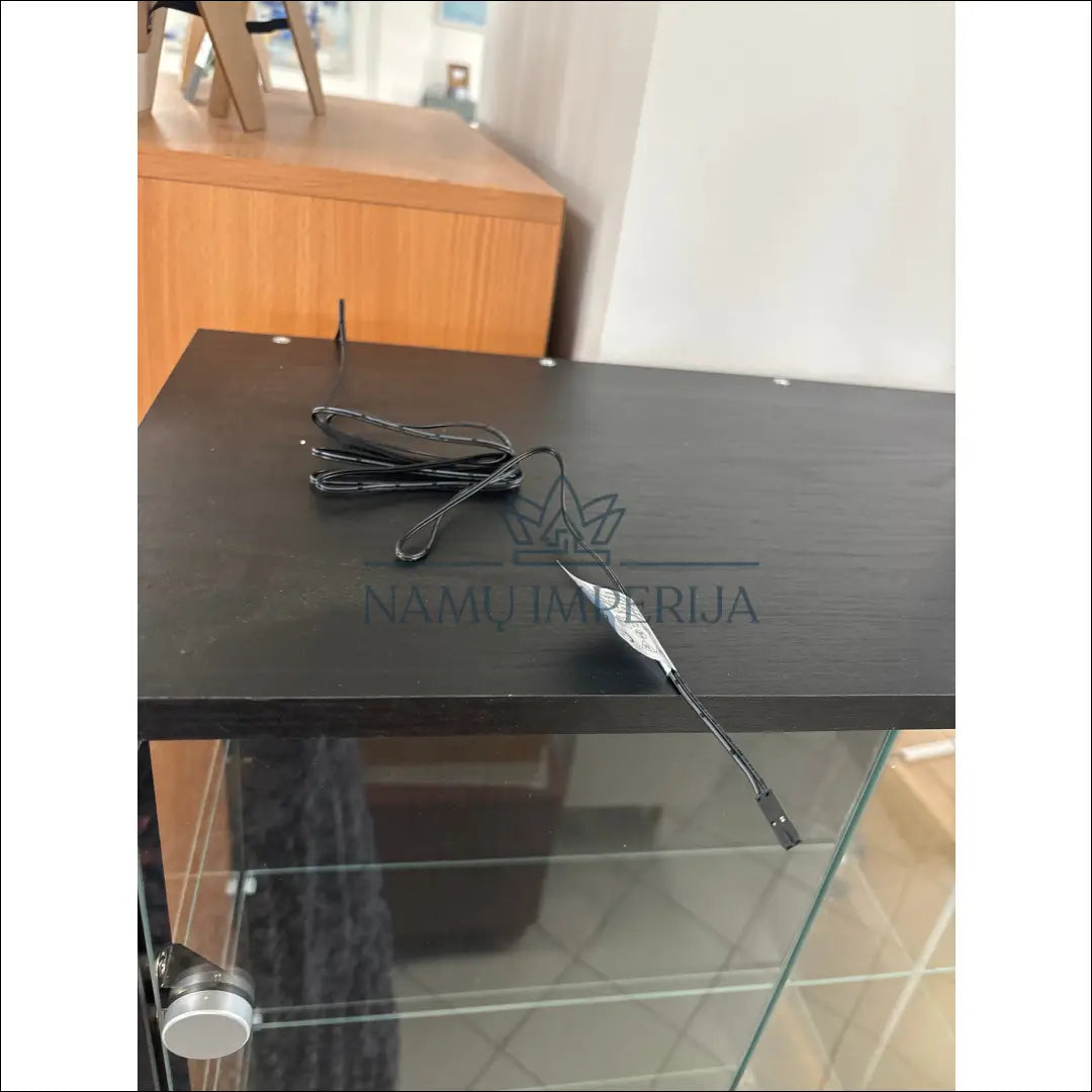 Stiklinė indauja su apšvietimu SI1776 €80 50 100, __label:Pristatymas 1 2 d.d., color juoda, material mediena, stiklas