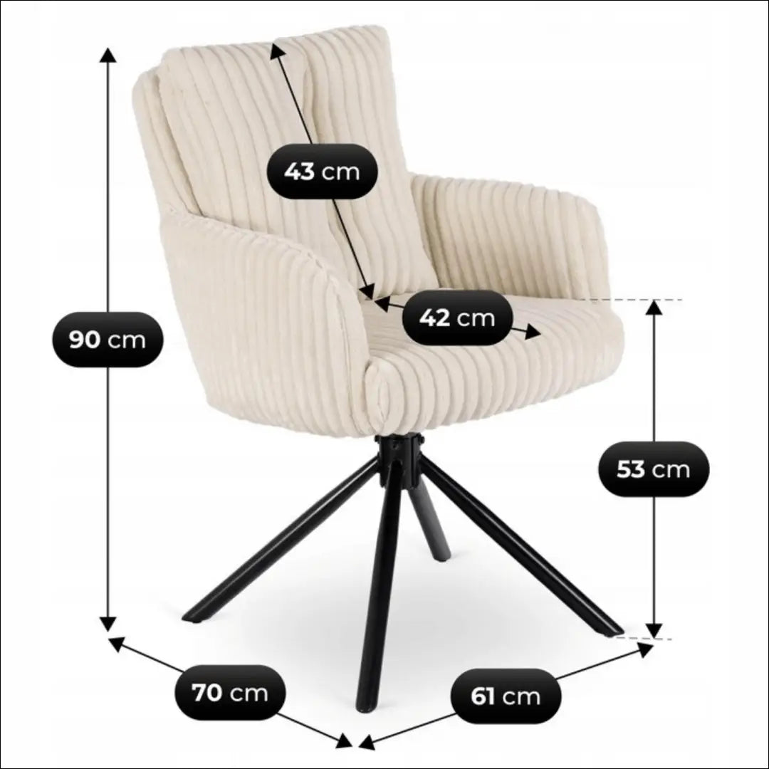 Sukama kėdė svetainei su korduro audiniu kreminės spalvos TE1132 - €113 Save 15% 100-200, __label:Pristatymas 5-14
