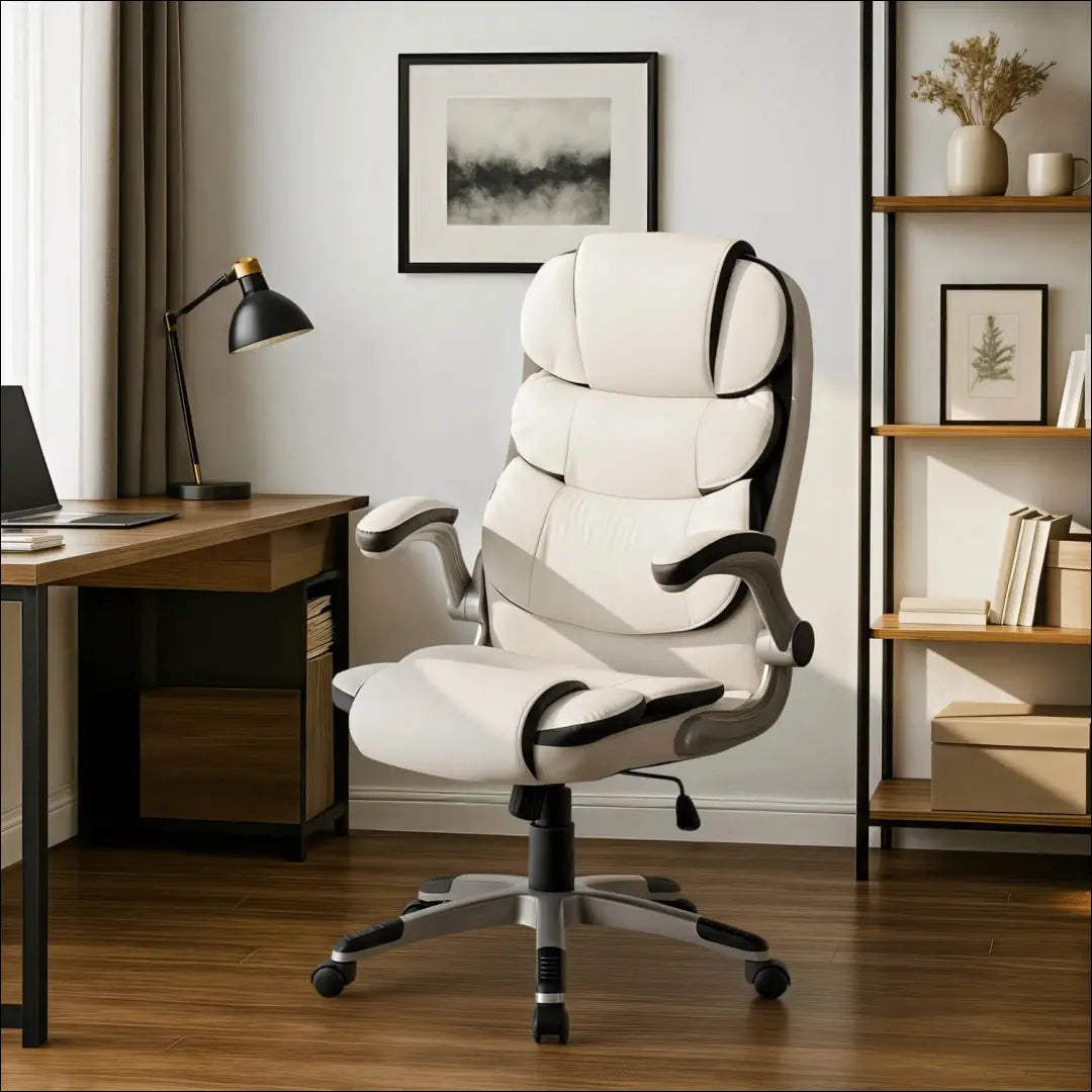 Sukamas biuro fotelis iš eko odos baltos spalvos TE003 - €128 Save 15% 100-200, __label:Pristatymas 5-14 d.d., elite,