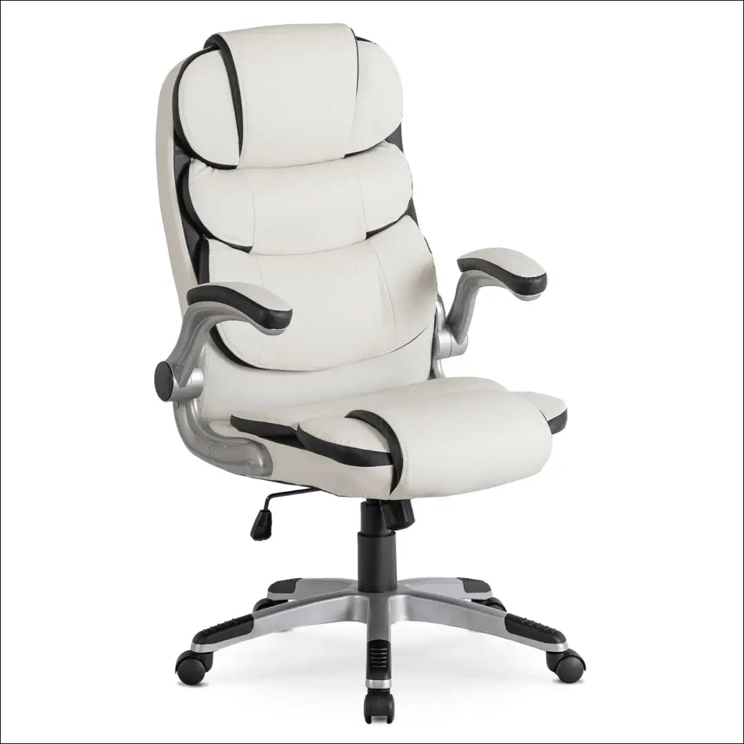 Sukamas biuro fotelis iš eko odos baltos spalvos TE003 - €128 Save 15% 100-200, __label:Pristatymas 5-14 d.d., elite,