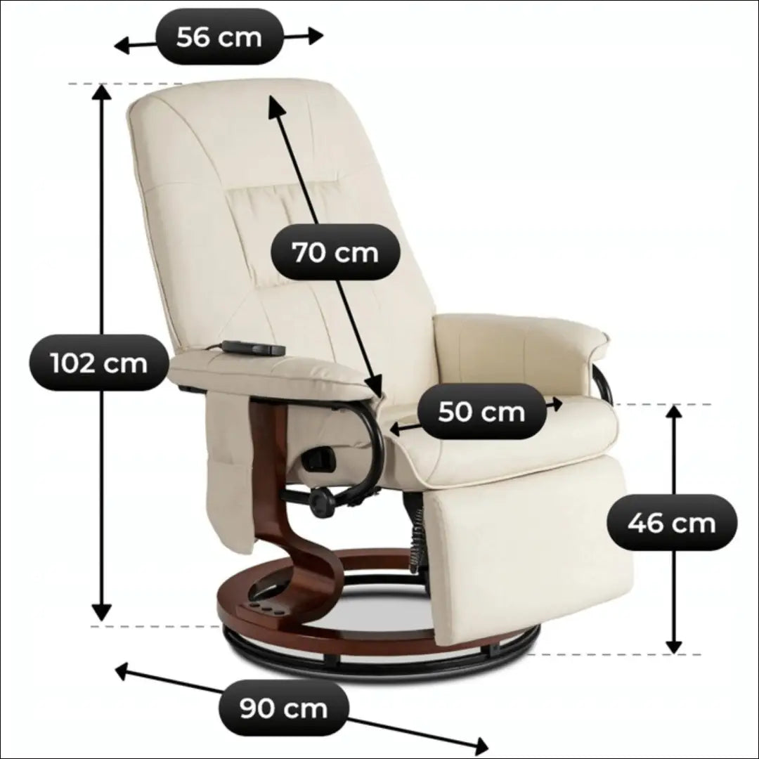 Sukamas masažinis fotelis su šildymo funkcija iš eko odos smėlio spalvos TE744 - €320 Save 15% __label:Pristatymas 5-14