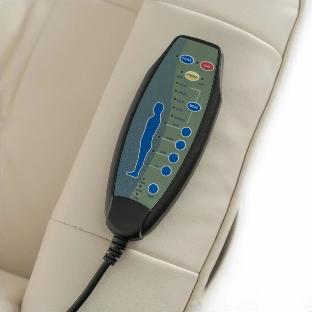 Sukamas masažinis fotelis su šildymo funkcija iš eko odos smėlio spalvos TE744 - €320 Save 15% __label:Pristatymas 5-14