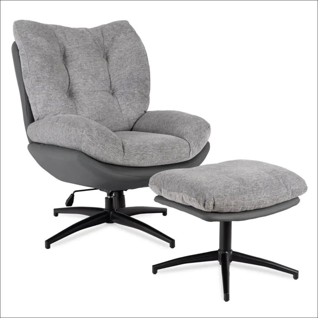 Sukamas poilsio fotelis iš eko odos su audiniu juodos spalvos / pilkos TE1033 - €297 Save 15% __label:Pristatymas 5-14