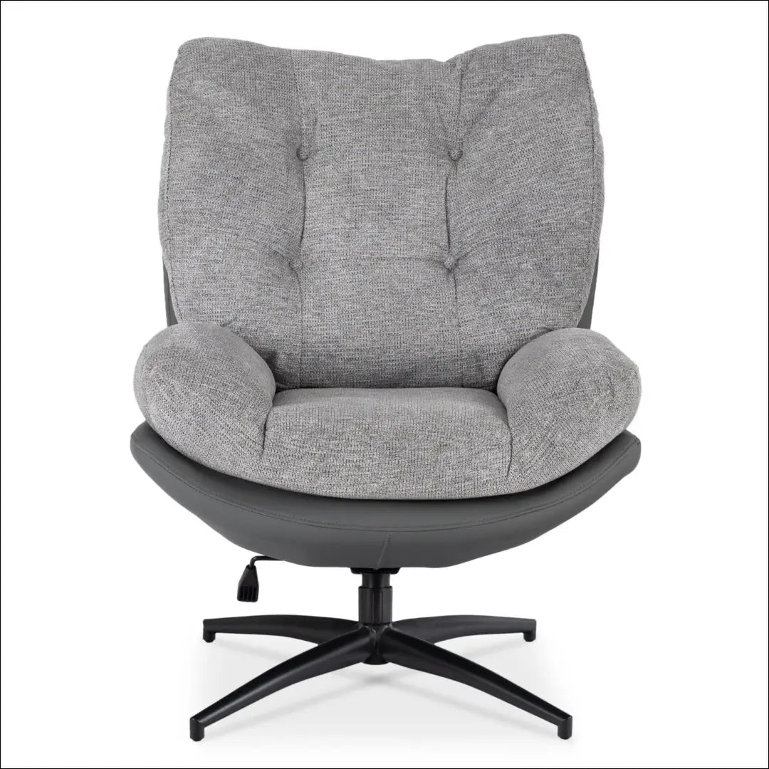 Sukamas poilsio fotelis iš eko odos su audiniu juodos spalvos / pilkos TE1033 - €297 Save 15% __label:Pristatymas 5-14