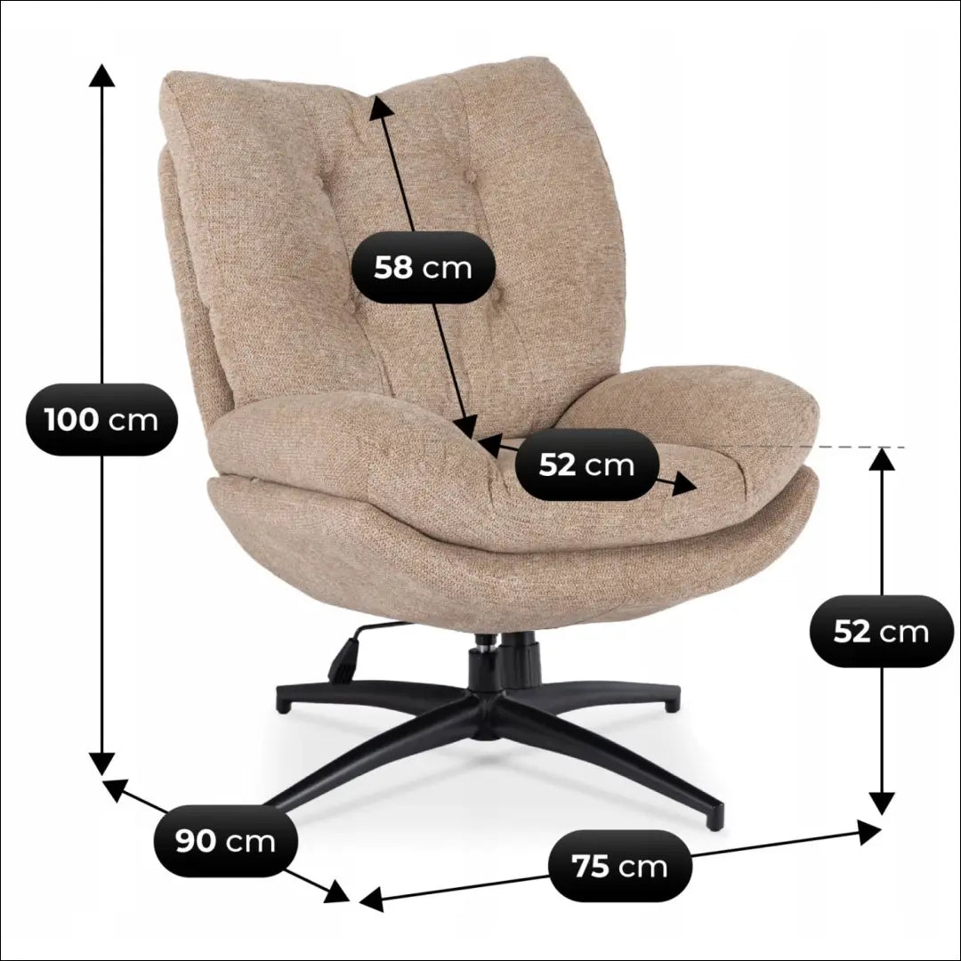 Sukamas poilsio fotelis su audiniu smėlio spalvos TE1034 - €297 Save 15% __label:Pristatymas 5-14 d.d., elite, Fotele