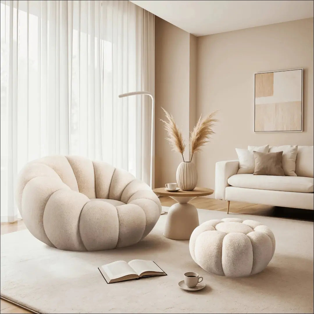 Sukamas poilsio fotelis su buklė audinio audiniu smėlio spalvos TE448 - €262 Save 15% __label:Pristatymas 5-14 d.d.,