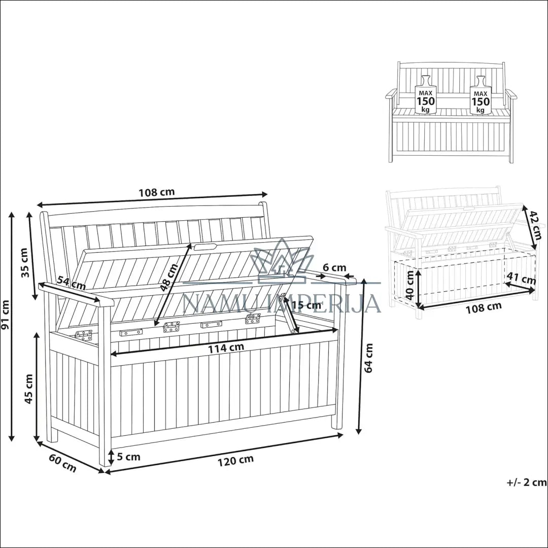 Suolas su daiktadėže LI683 - €201 Save 30% __label:Pristatymas 1-2 d.d., color-ruda, lauko baldai,