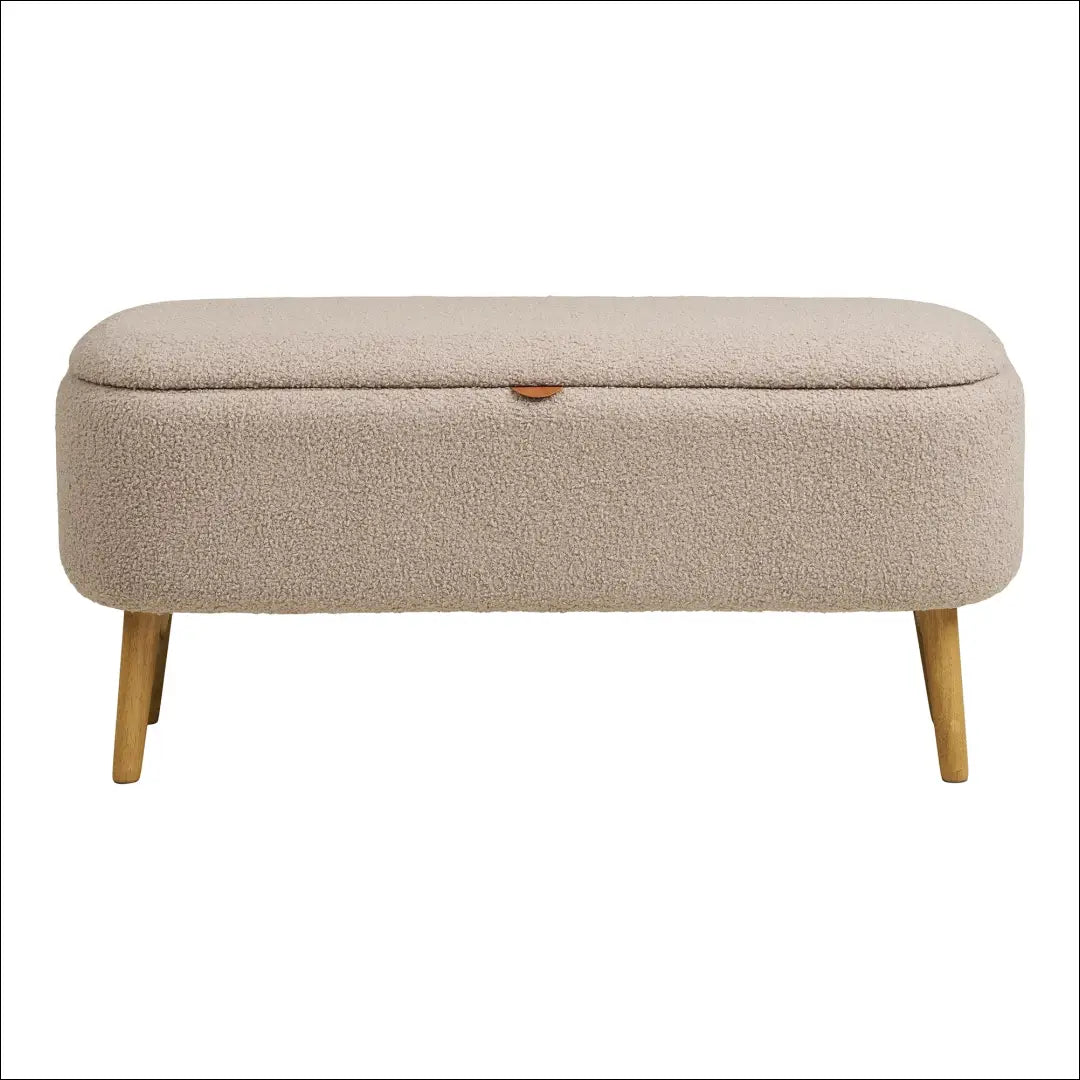 Suoliukas su daiktadėže bouclé smėlio spalvos 95x37x45 cm RD257 - €145 Save 15% 100-200, __label:Pristatymas 5-14 d.d.,