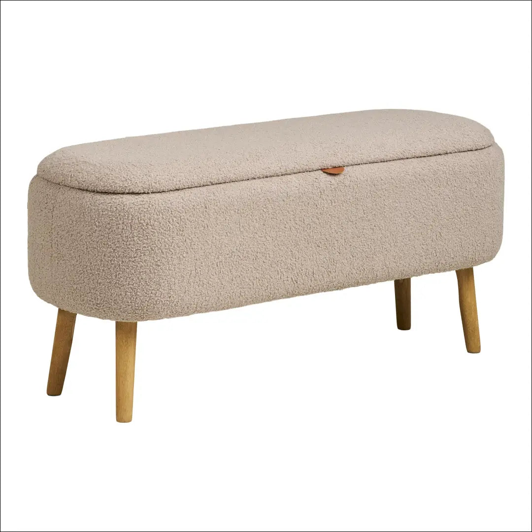 Suoliukas su daiktadėže bouclé smėlio spalvos 95x37x45 cm RD257 - €145 Save 15% 100-200, __label:Pristatymas 5-14 d.d.,
