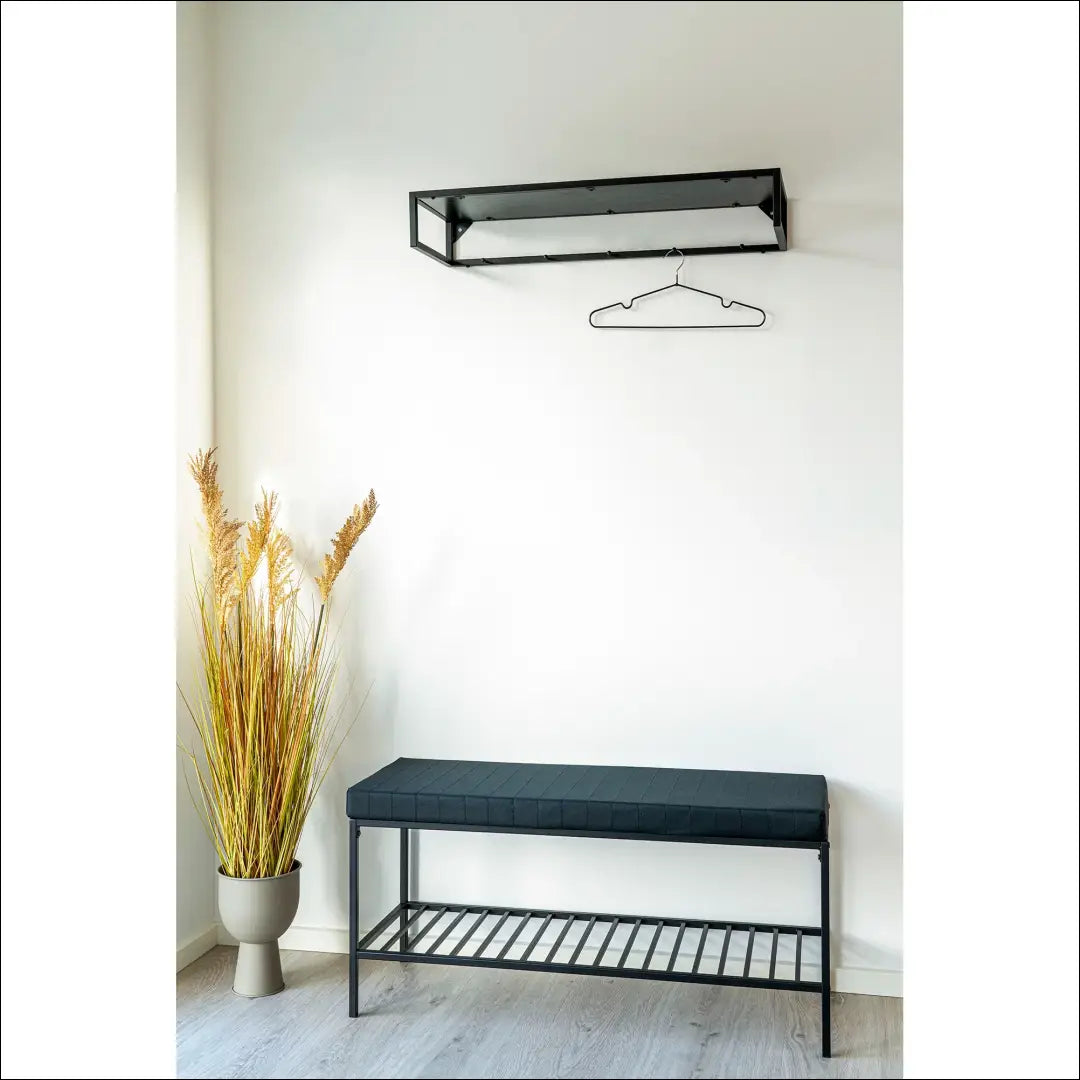 Suoliukas su pagalvėle ir lentyna juodas juodomis kojelėmis 100x36x48,5 cm RD253 - €111 Save 15% 100-200,