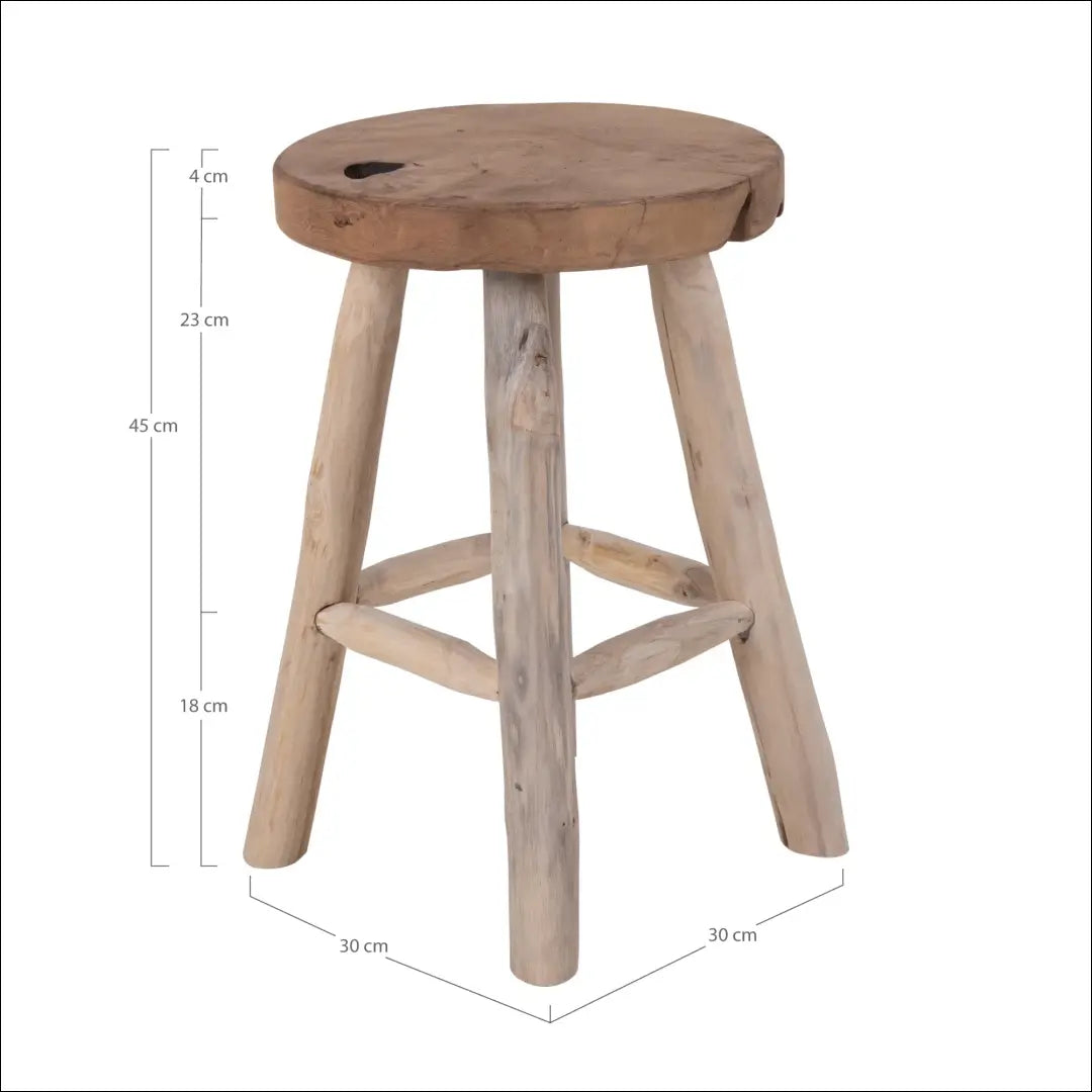 Taburetė tikmedžio natūrali 4 kojelės ø30x45 cm RD271 - €63 Save 15% 50-100, __label:Pristatymas 5-14 d.d., Natūrali,