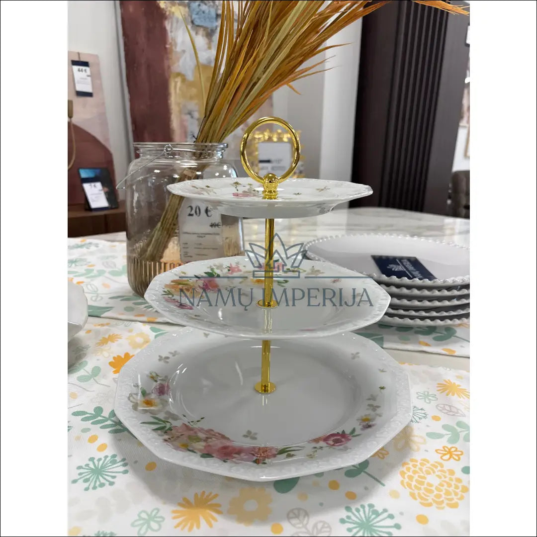 Triaukštis porceliano padėklas DI8755 - €79 Save 50% 50-100, __label:Pristatymas 1-2 d.d., color-auksine, color-balta,