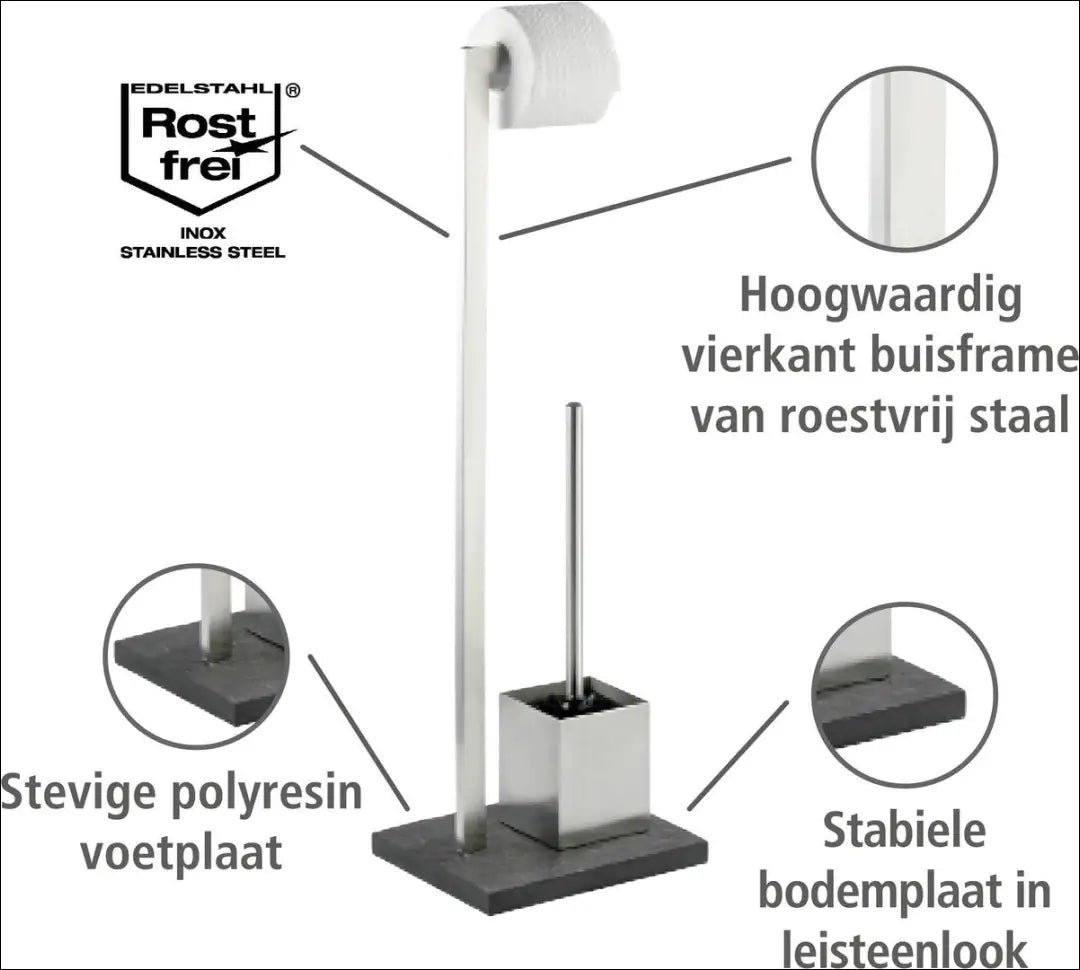 Tualetinio popieriaus laikiklis su šepečiu DI10837 - €22 Save 50% __label:Pristatymas 1-2 d.d., color-juoda,