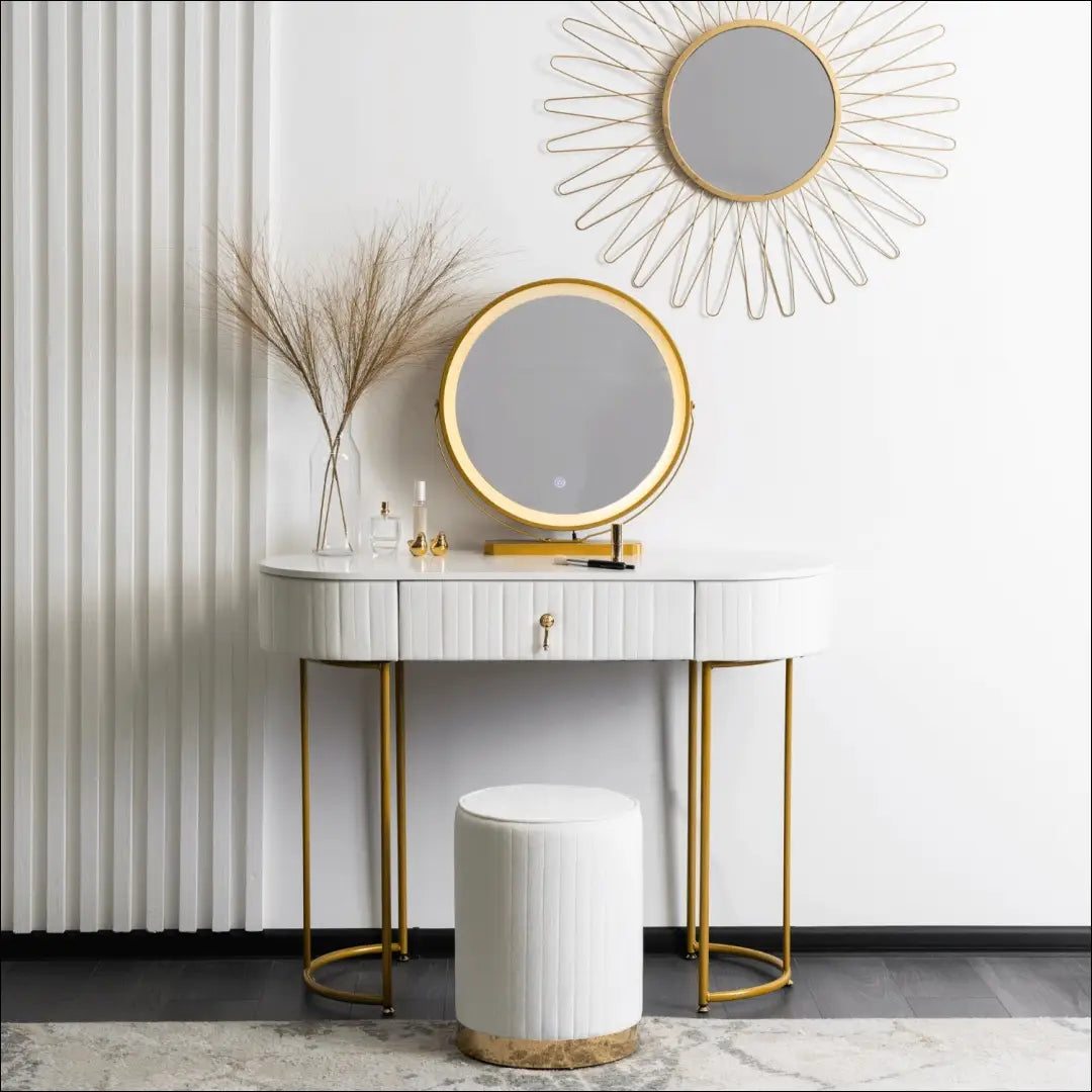 Grožio staliukas iš MDF baltos spalvos / auksinės TE217 - €182 Save 15% 100-200, __label:Pristatymas 5-14 d.d., elite,