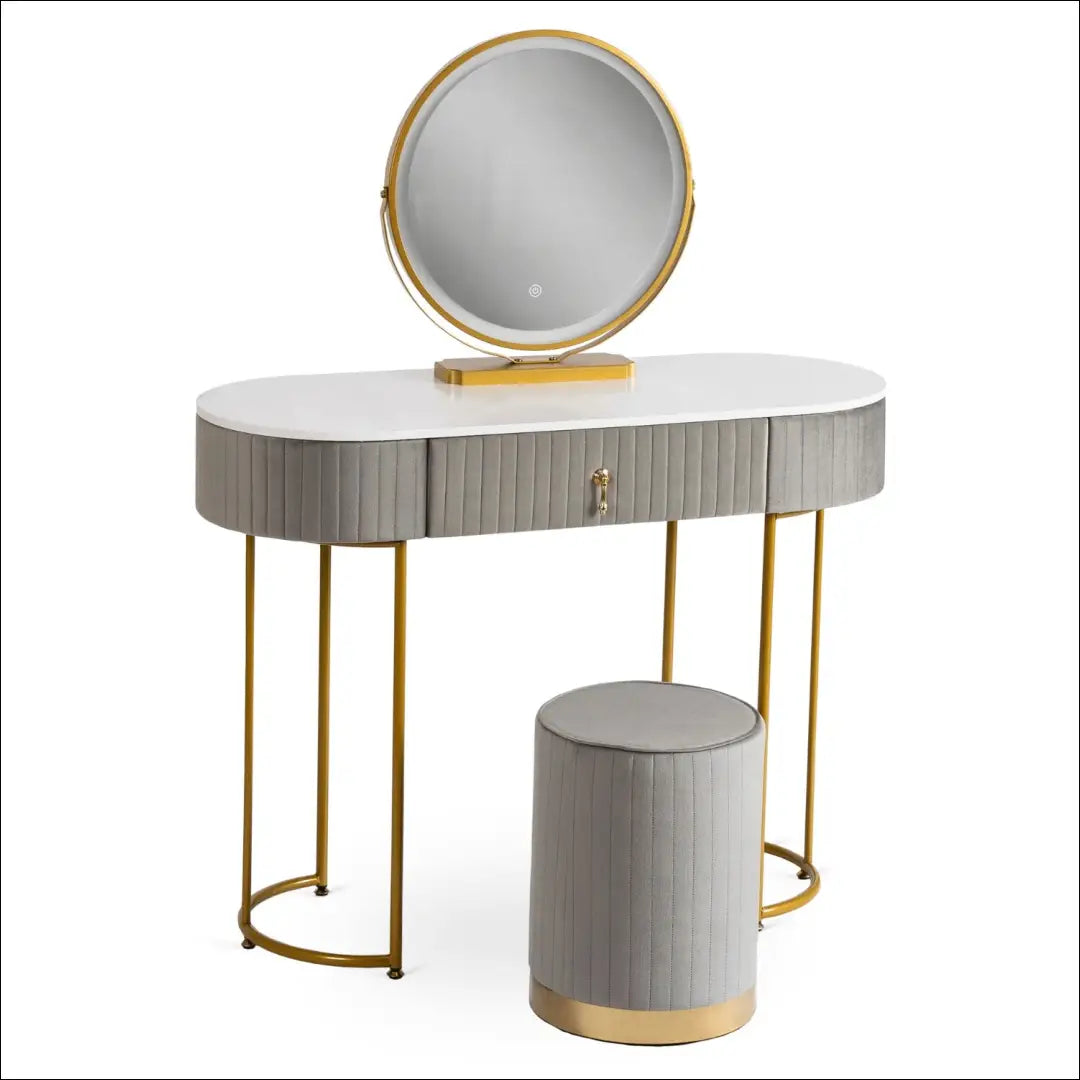 Grožio staliukas iš MDF pilkos spalvos / auksinės TE216 - €123 Save 15% 100-200, __label:Pristatymas 5-14 d.d., elite,