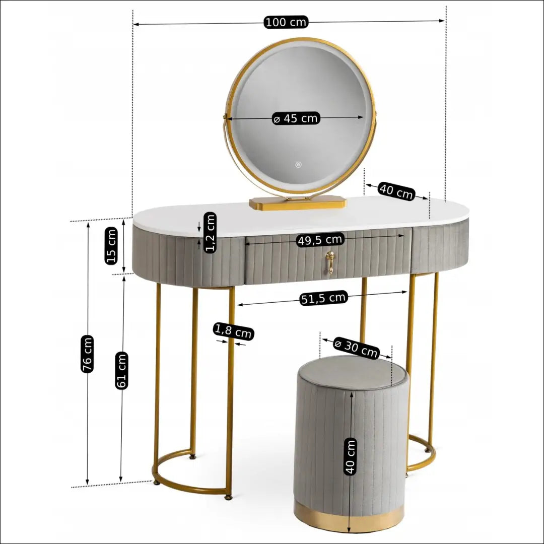 Grožio staliukas iš MDF pilkos spalvos / auksinės TE216 - €123 Save 15% 100-200, __label:Pristatymas 5-14 d.d., elite,