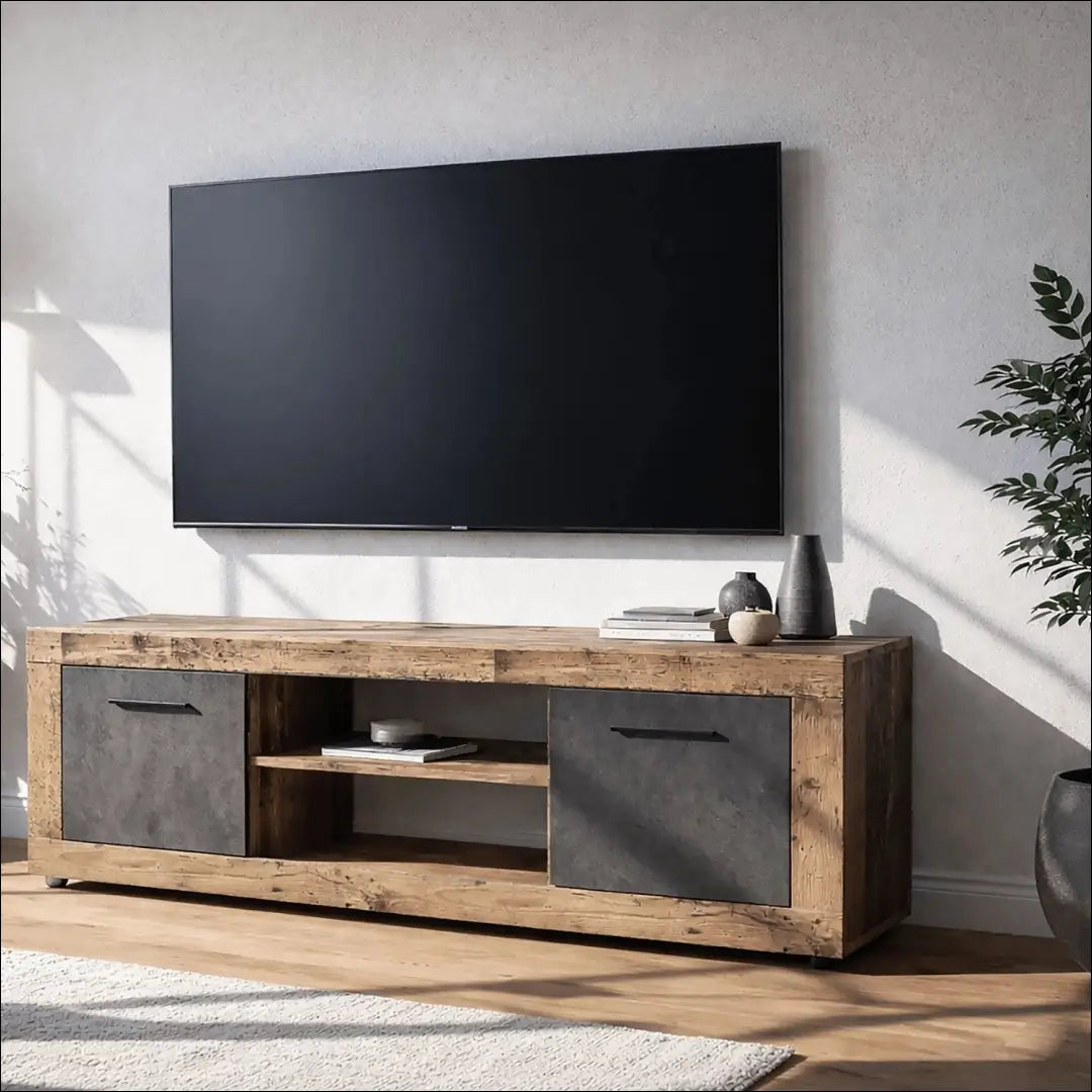 TV spintelė ąžuolo spalvos / grafito 140 cm TE1191 - €72 Save 15% 50-100, __label:Pristatymas 5-14 d.d., elite, Szafki