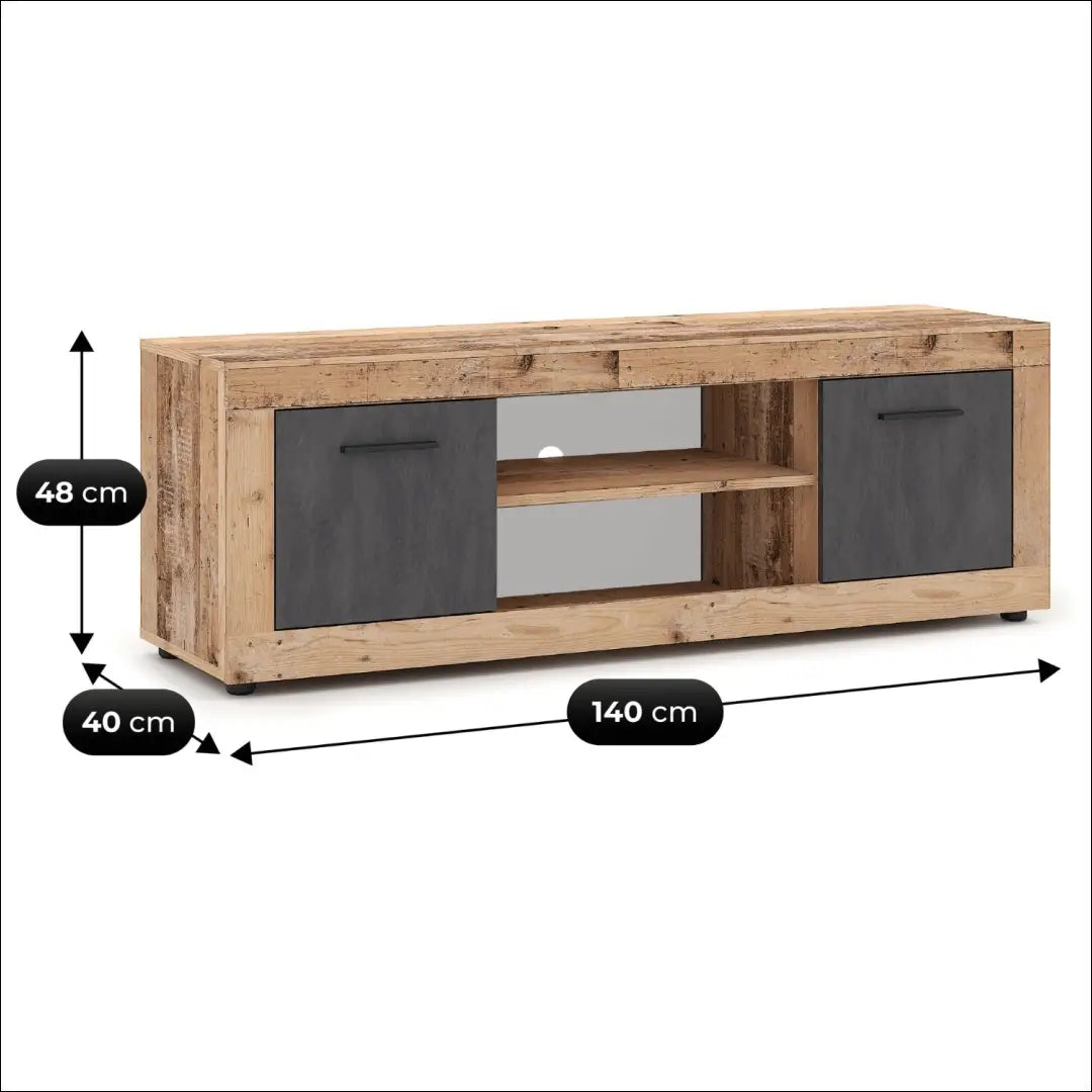 TV spintelė ąžuolo spalvos / grafito 140 cm TE1191 - €72 Save 15% 50-100, __label:Pristatymas 5-14 d.d., elite, Szafki