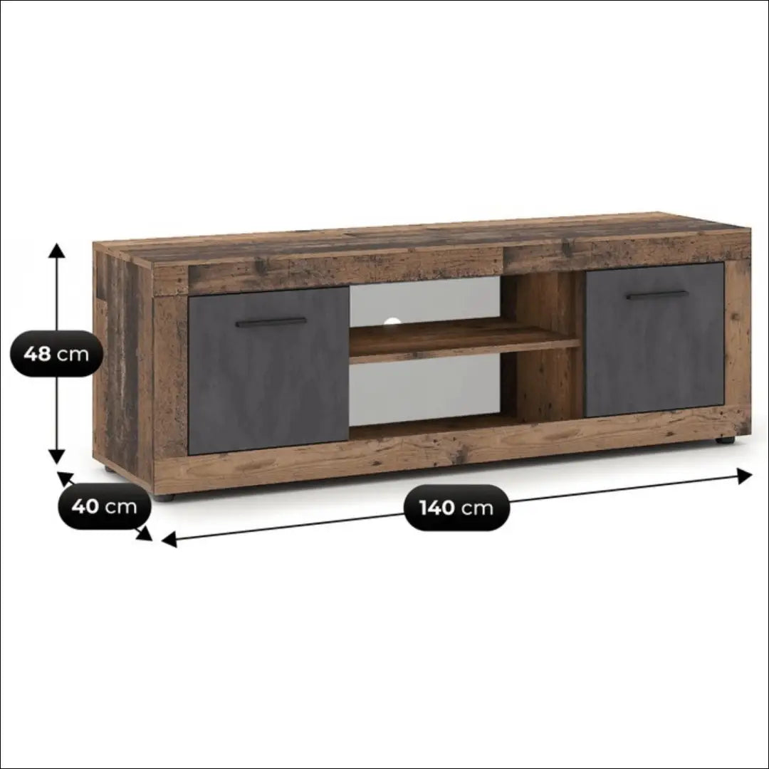 TV spintelė ąžuolo spalvos / grafito 140 cm TE1194 - €87 Save 10% 50-100, __label:Pristatymas 5-14 d.d., elite, Szafki