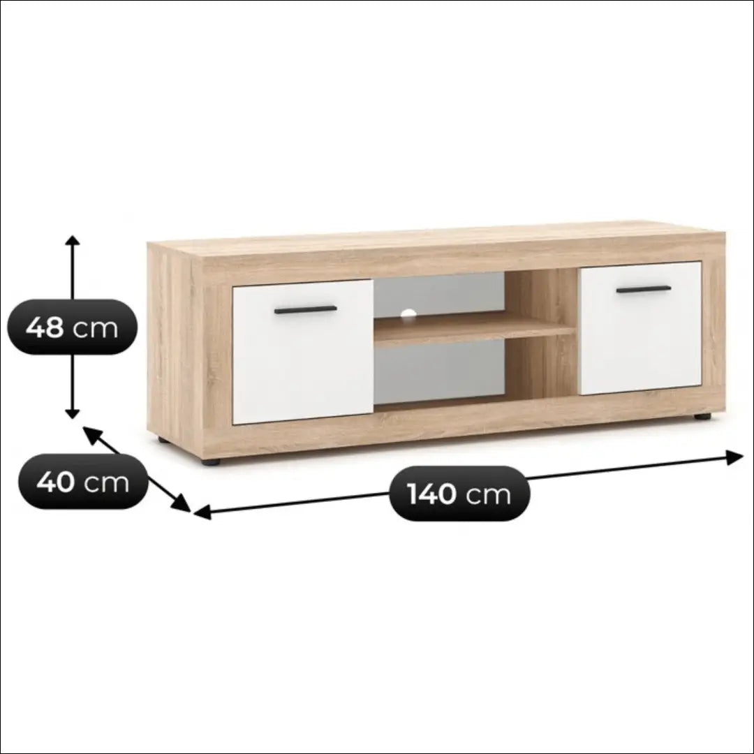 TV spintelė baltos spalvos / ąžuolo 140 cm TE1185 - €119 Save 15% 100-200, __label:Pristatymas 5-14 d.d., elite, Szafki