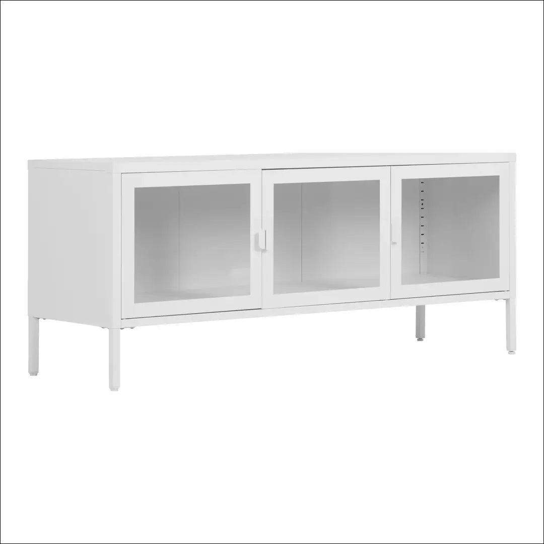 TV staliukas 3 stiklinės durys plienas baltas 130x40x55 cm RD489 - €227 Save 15% __label:Pristatymas 5-14 d.d., Balta,