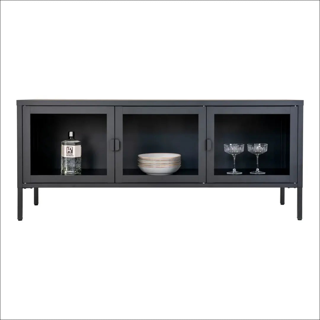 TV staliukas 3 stiklinės durys plienas juodas 130x40x55 cm RD490 - €293 Save 15% __label:Pristatymas 5-14 d.d., Juoda,