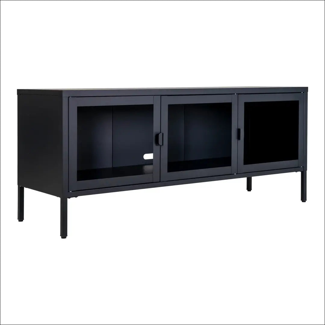 TV staliukas 3 stiklinės durys plienas juodas 130x40x55 cm RD490 - €293 Save 15% __label:Pristatymas 5-14 d.d., Juoda,