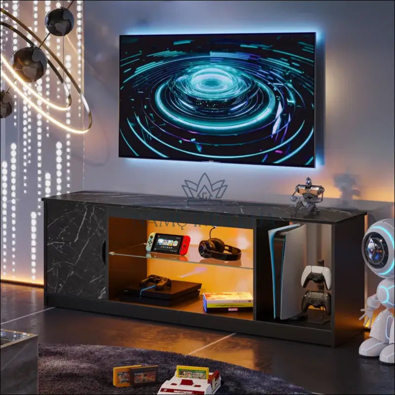 TV staliukas su LED apšvietimu SI1429 - €94 Save 50% 50-100, __label:Pristatymas 1-2 d.d., color-juoda,