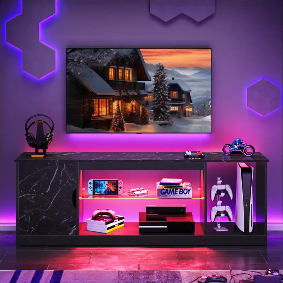 TV staliukas su LED apšvietimu SI1976 - €94 Save 50% 50-100, __label:Pristatymas 1-2 d.d., color-juoda,