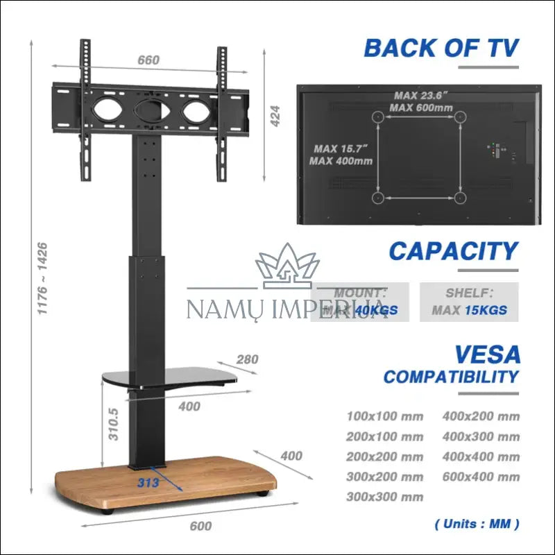 TV stovas SI1342 - €62 Save 50% 50-100, __label:Pristatymas 1-2 d.d., color-juoda, color-ruda, material-mediena €50