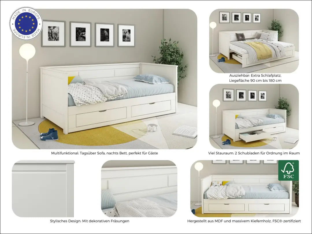 Vaikiška ištraukiama lova GI706 - €220 Save 50% __label:Pristatymas 1-2 d.d., color-balta, lovos-miegamojo,