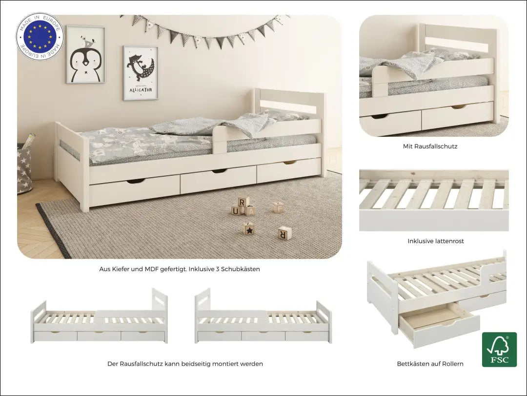 Vaikiška lova (90x200cm) GI678 - €160 Save 50% 100-200, __label:Pristatymas 1-2 d.d., color-balta, lovos-miegamojo,