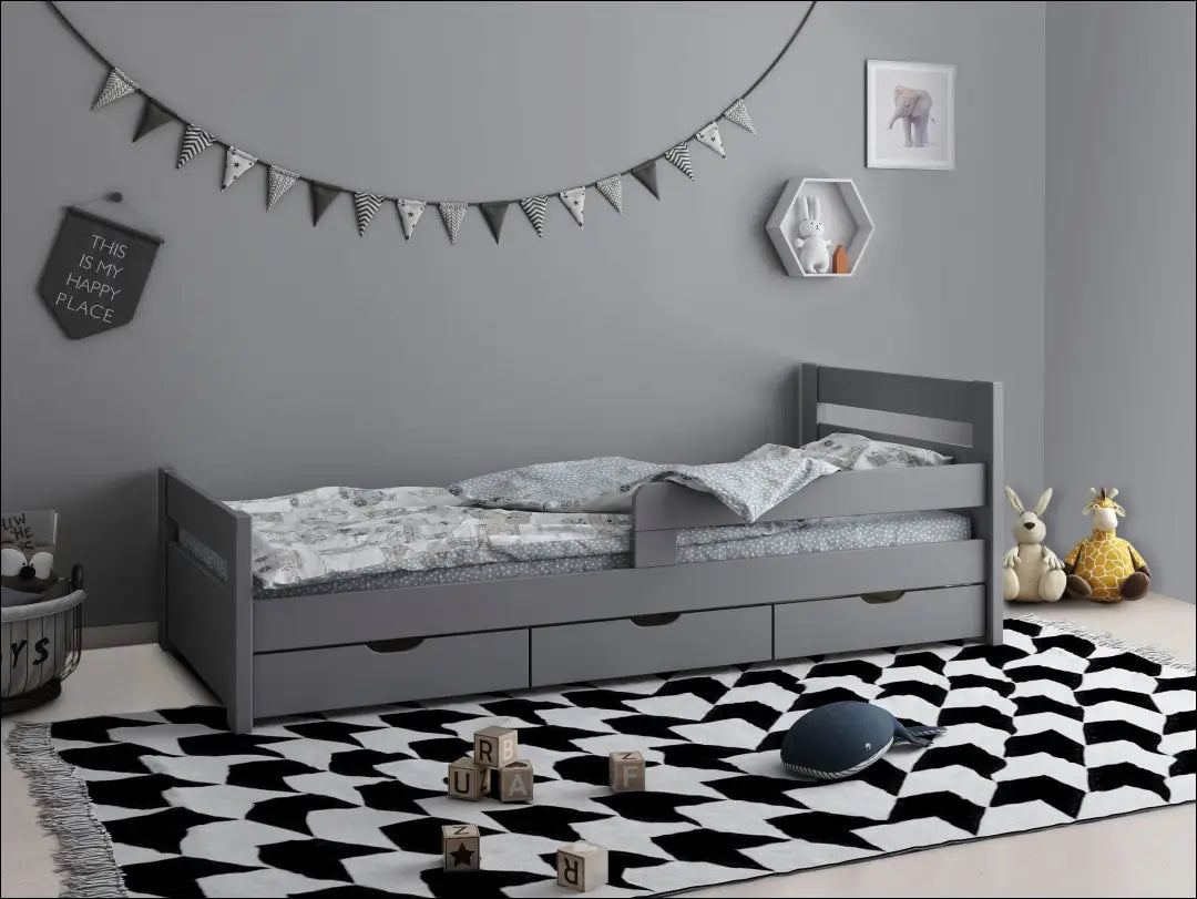 Vaikiška lova (90x200cm) GI703 - €170 Save 50% 100-200, __label:Pristatymas 1-2 d.d., color-pilka, lovos-miegamojo,