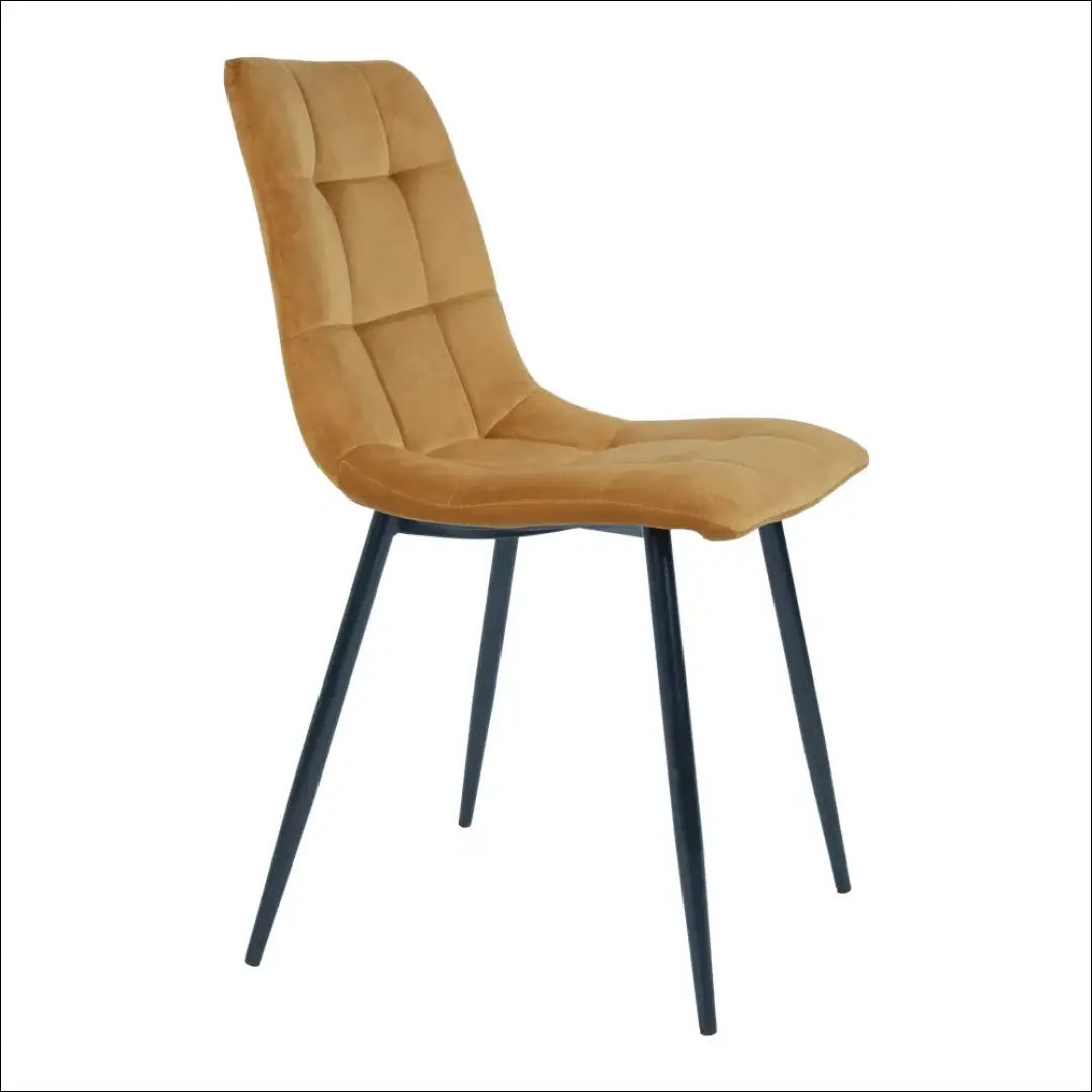 Valgomojo kėdė aksominė garstyčių geltonumo juodos kojelės RD028 - €87 Save 15% 50-100, __label:Pristatymas 5-14 d.d.,