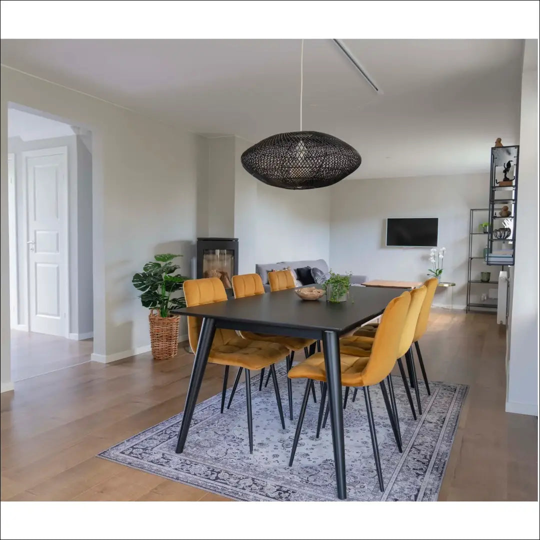 Valgomojo kėdė aksominė garstyčių geltonumo juodos kojelės RD028 - €87 Save 15% 50-100, __label:Pristatymas 5-14 d.d.,