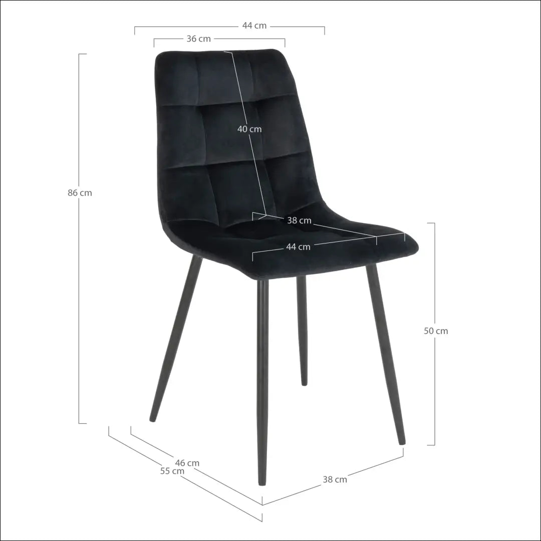 Valgomojo kėdė aksominė juoda juodos kojelės RD030 - €87 Save 15% 50-100, __label:Pristatymas 5-14 d.d., Dining chairs,