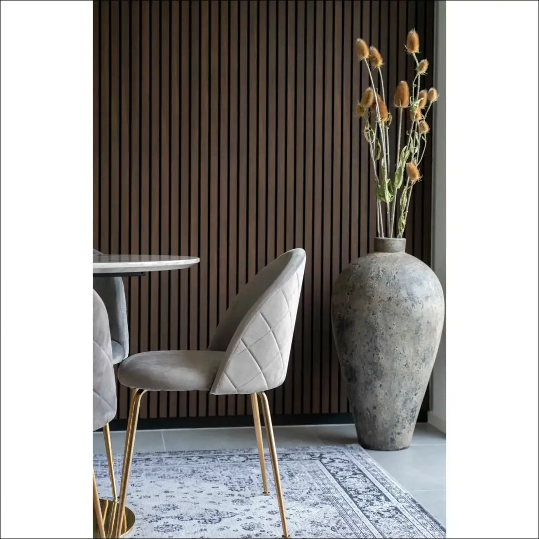 Valgomojo kėdė aksominė pilka žalvario imitacijos kojelės RD036 - €65 Save 15% 50-100, __label:Pristatymas 5-14 d.d.,