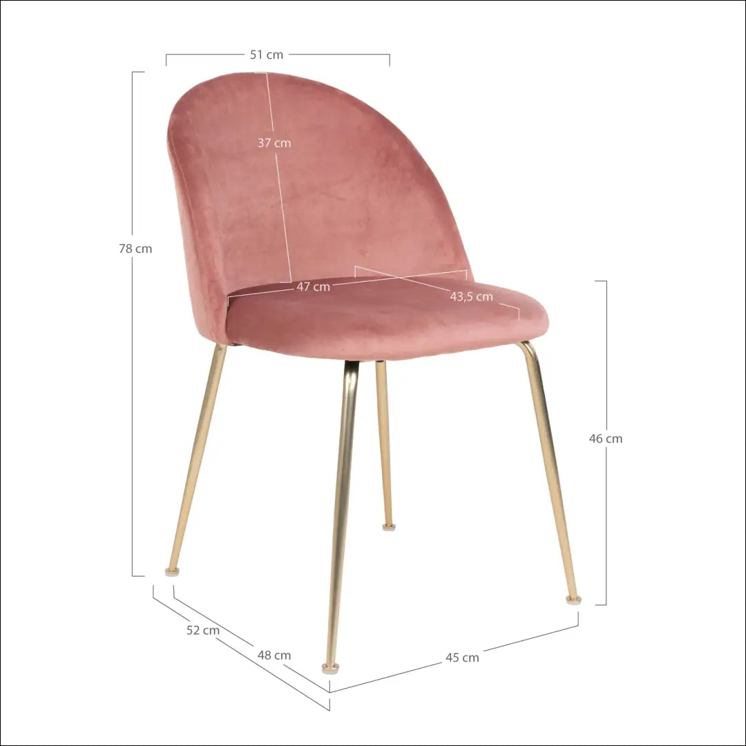 Valgomojo kėdė aksominė rožinė žalvario imitacijos kojelės RD035 - €94 Save 15% 50-100, __label:Pristatymas 5-14 d.d.,
