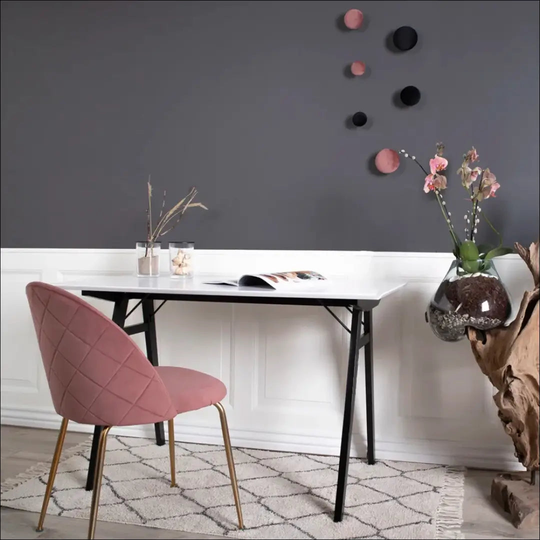 Valgomojo kėdė aksominė rožinė žalvario imitacijos kojelės RD035 - €94 Save 15% 50-100, __label:Pristatymas 5-14 d.d.,