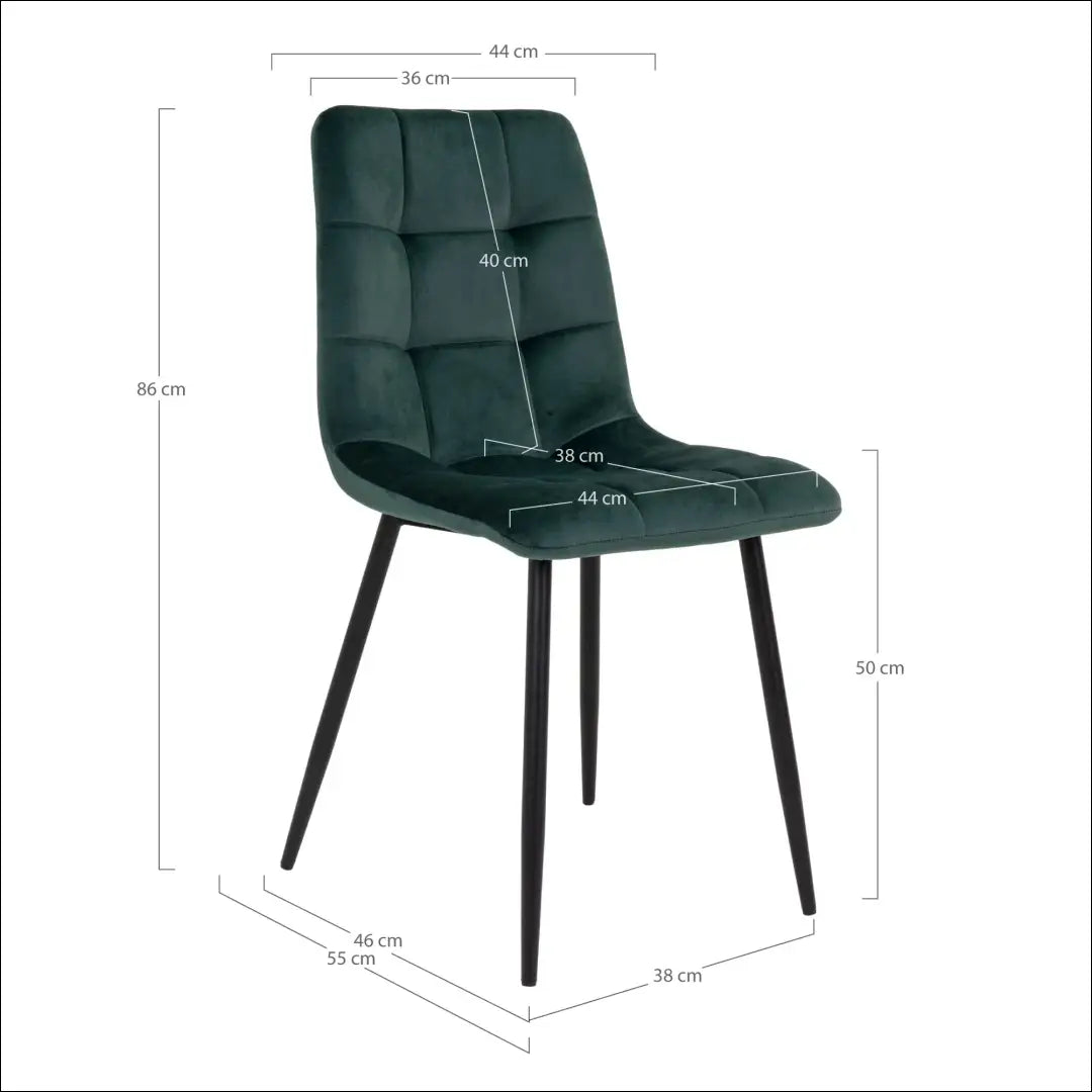 Valgomojo kėdė aksominė tamsiai žalia juodos kojelės RD029 - €87 Save 15% 50-100, __label:Pristatymas 5-14 d.d., Dining
