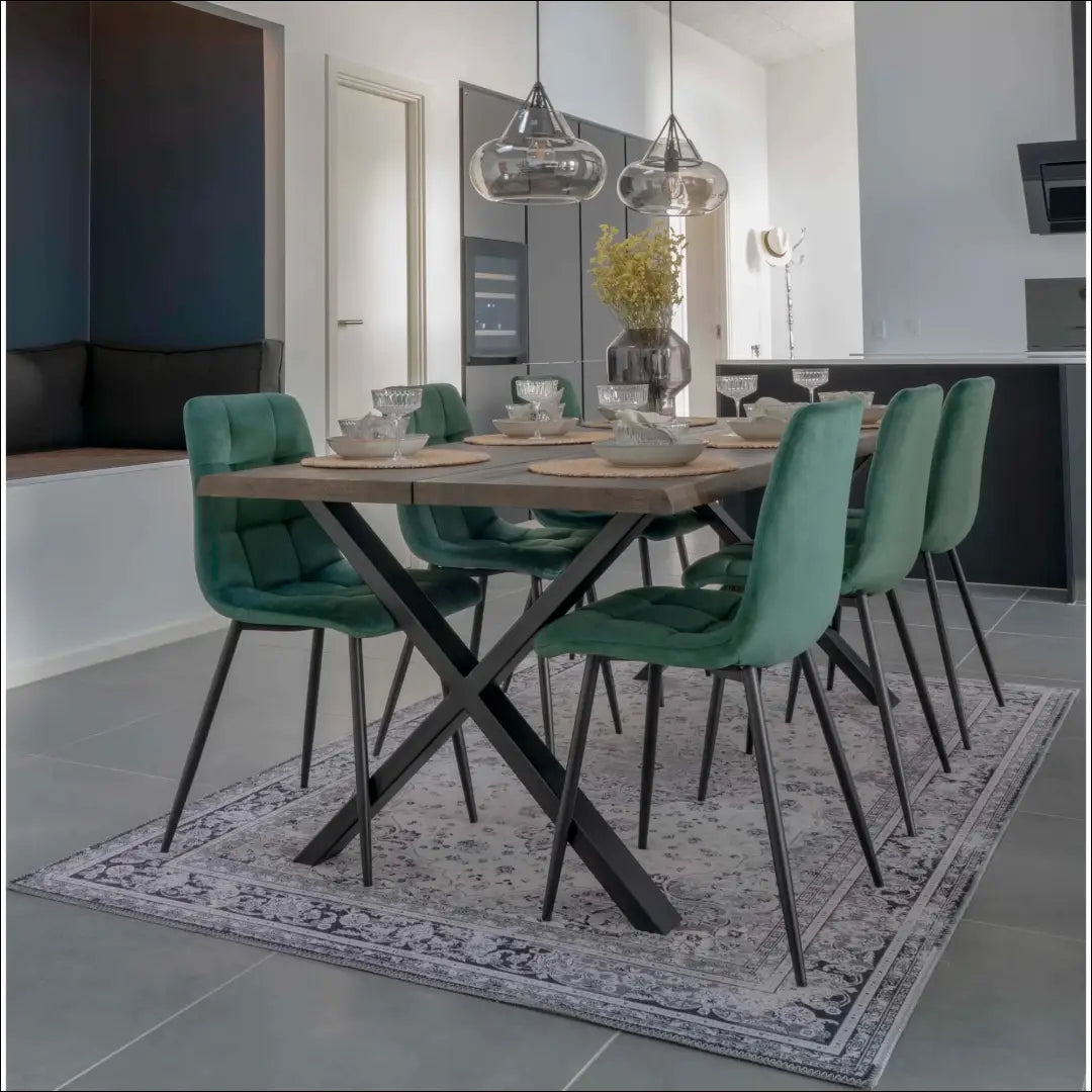 Valgomojo kėdė aksominė tamsiai žalia juodos kojelės RD029 - €87 Save 15% 50-100, __label:Pristatymas 5-14 d.d., Dining