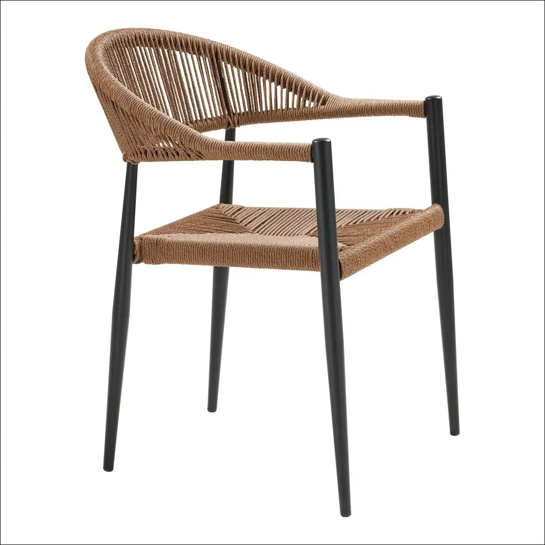Valgomojo kėdė aliuminis/PE rotangas natūralus juodas rėmas RD1058 - €128 Save 15% Dining chairs, Natūrali / juoda,
