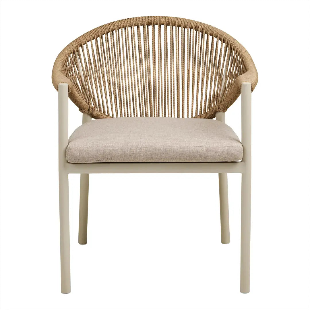 Valgomojo kėdė aliuminis/poliesteris/PE rotangas smėlio/natūralios spalvos su pagalvėle RD1066 - €162 Save 15% 100-200,