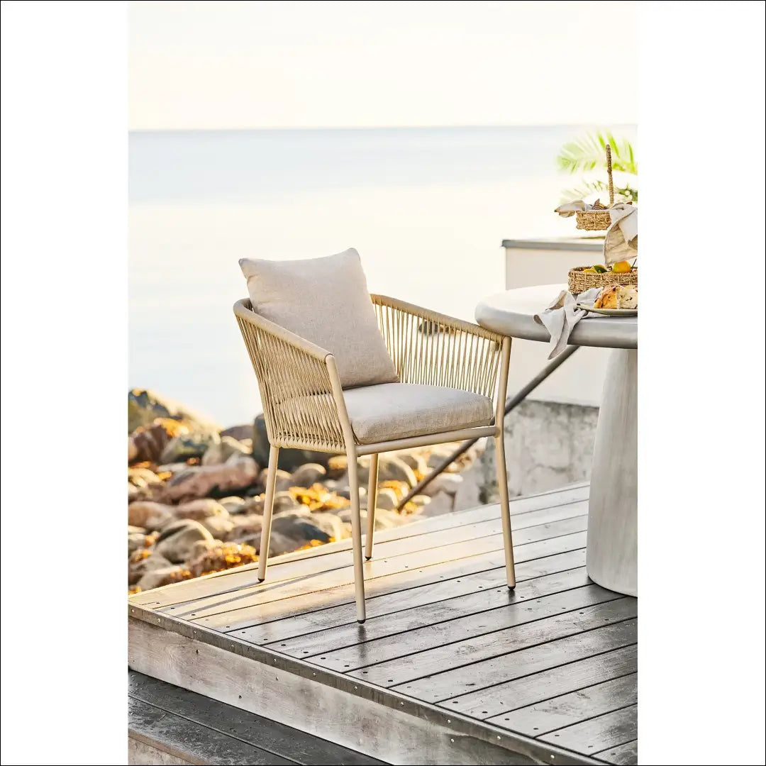 Valgomojo kėdė aliuminis/poliesteris smėlio spalvos su pagalvėle RD1053 - €128 Save 15% 100-200, Dining chairs, nordic,