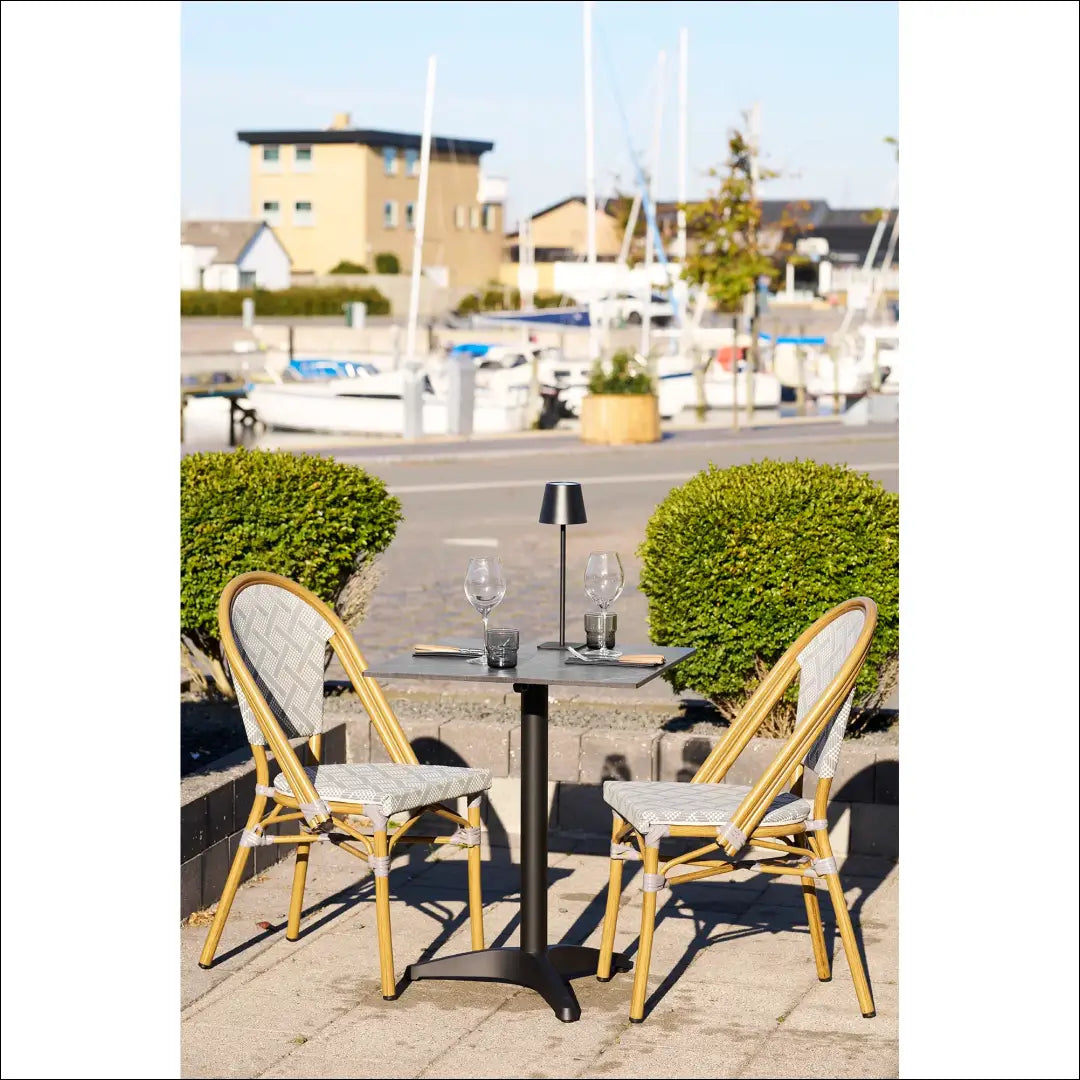 Valgomojo kėdė aliuminis/tekstilenas pilka bambuko imitacijos rėmas RD1061 - €92 Save 15% Balta / pilka, Dining chairs,