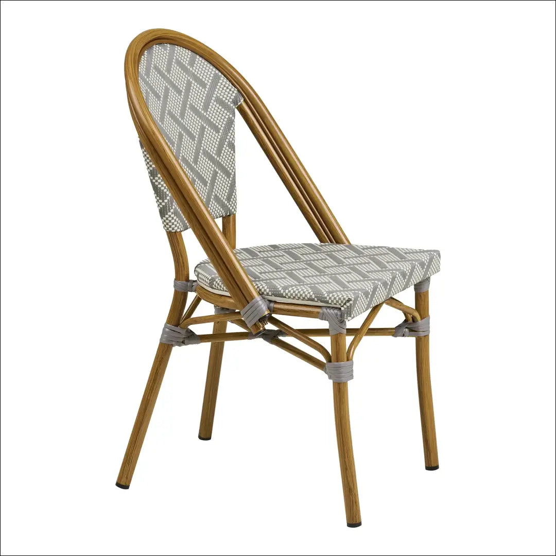 Valgomojo kėdė aliuminis/tekstilenas pilka bambuko imitacijos rėmas RD1061 - €92 Save 15% Balta / pilka, Dining chairs,