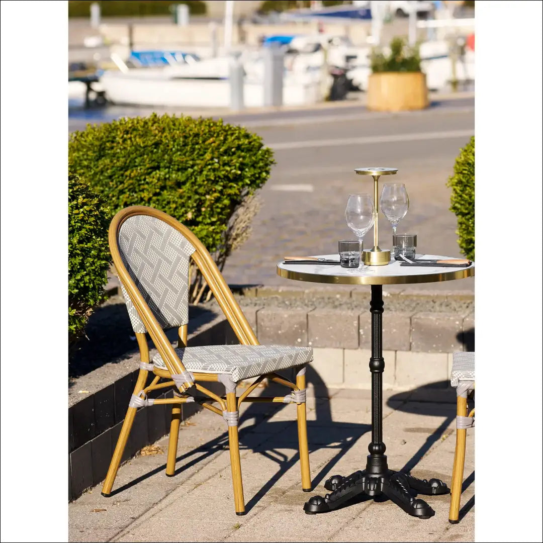 Valgomojo kėdė aliuminis/tekstilenas pilka bambuko imitacijos rėmas RD1061 - €92 Save 15% Balta / pilka, Dining chairs,