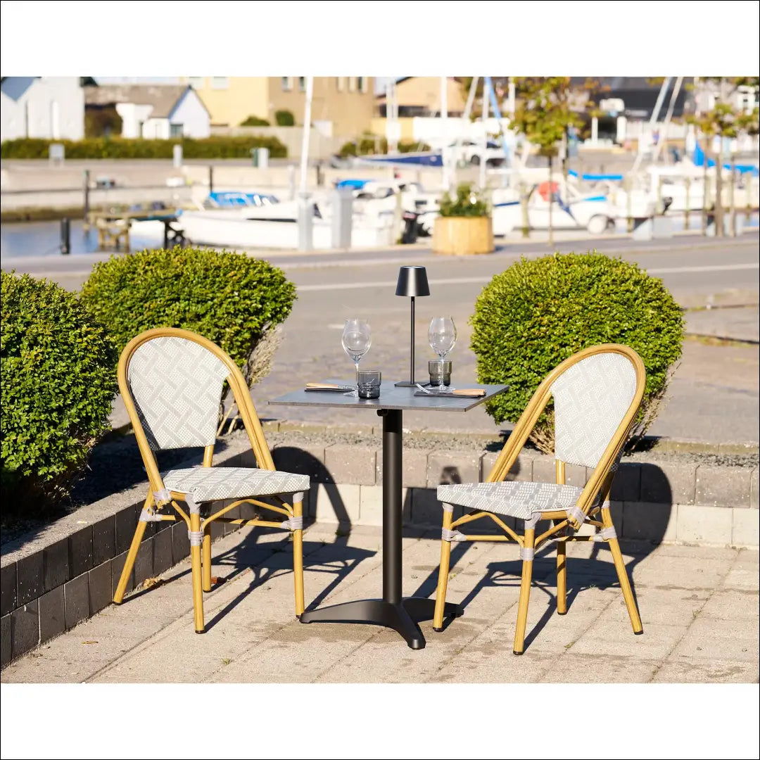 Valgomojo kėdė aliuminis/tekstilenas pilka bambuko imitacijos rėmas RD1061 - €92 Save 15% Balta / pilka, Dining chairs,