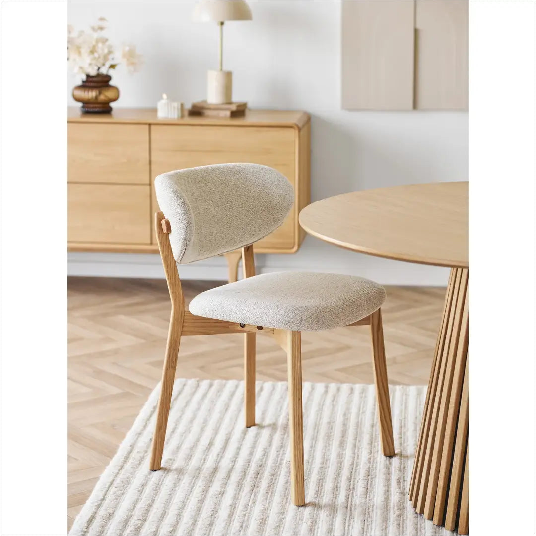Valgomojo kėdė ąžuolo medienos masyvas su audiniu smėlio spalvos RD095 - €227 Save 15% Dining chairs, Natūrali